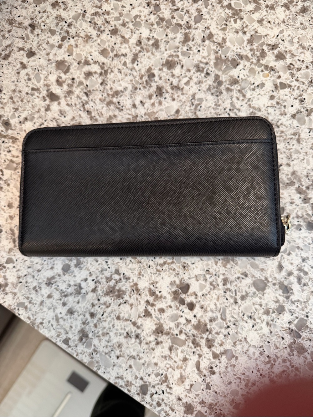 EUC kate spade Black Zip-Around Saffiano Wallet with Gold Logo - Picture 2 of 3